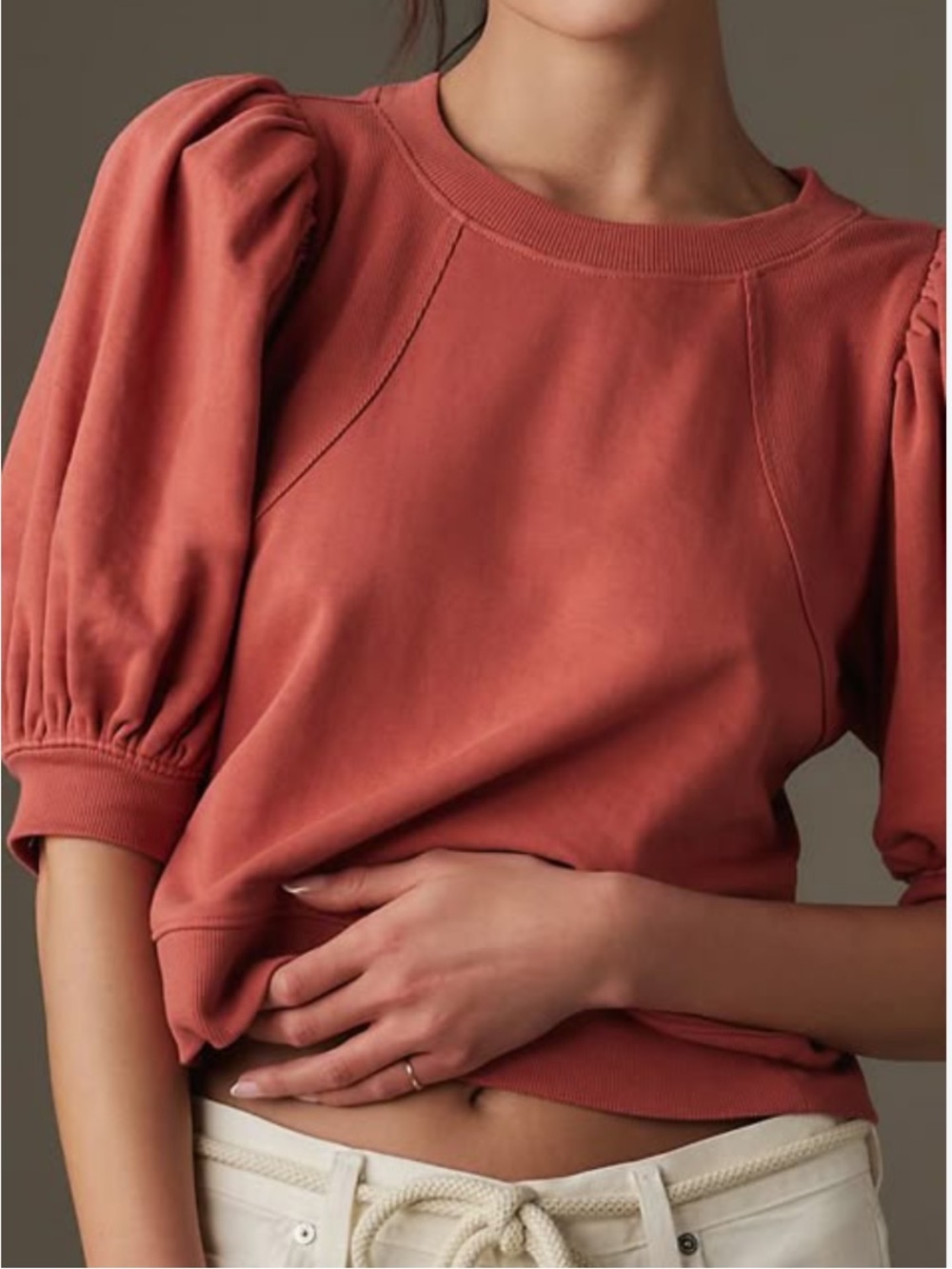 Maeve Puff-Sleeve Short Sleeve Sweatshirt